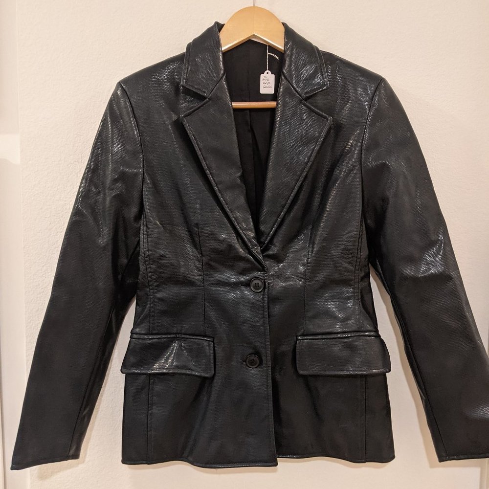 Vintage Penny Black Navy Faux Snakeskin Blazer